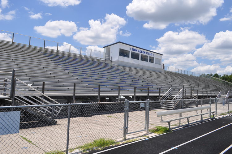 Before of bleachers in need of repair work