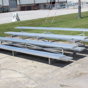 Southeastern Seating 4 Row Aluminum Bleachers and Tip n Roll Bleachers for sale or rental.