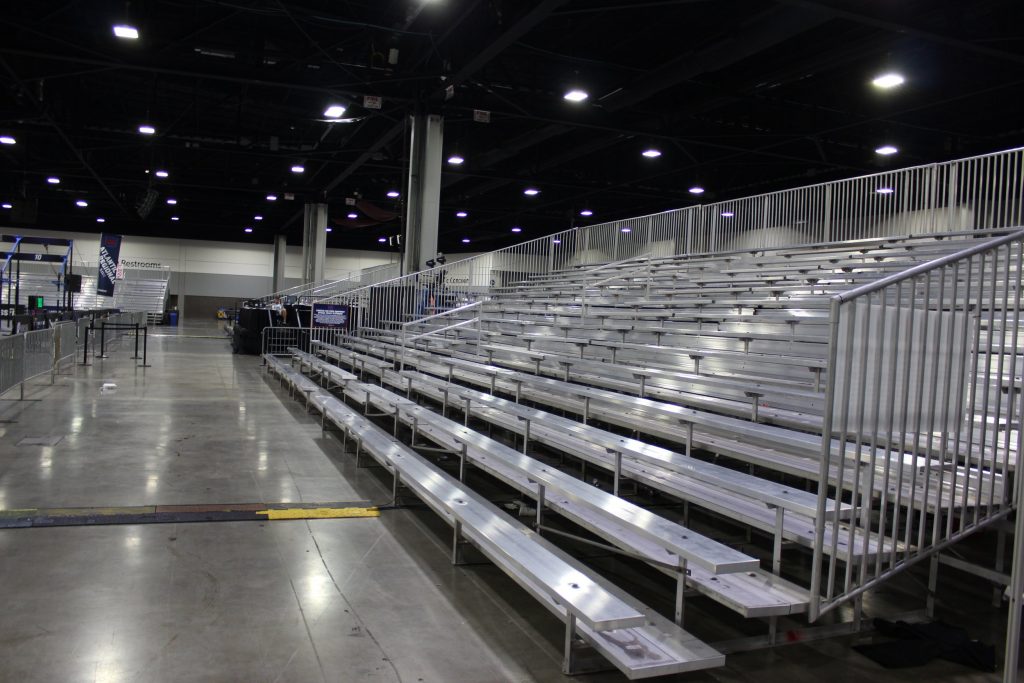 Southeastern Seating bleacher for rental and sale.